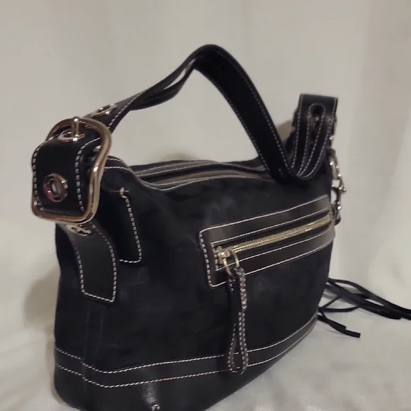 Coach Black Shoulder Bag with Tassel - Picture 6 of 8